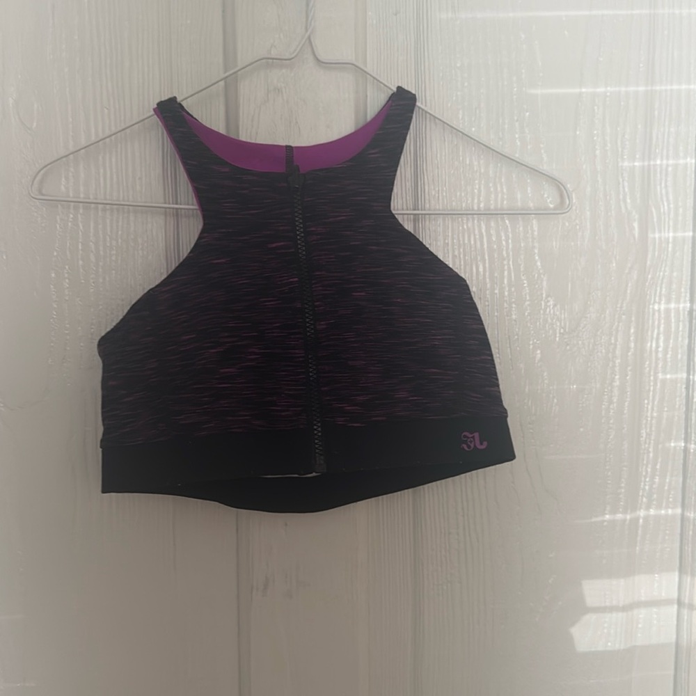 Jo and Jax Reversible Zip Up Sports Bra Size Small